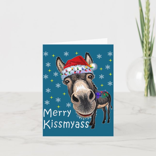 Carte Retro Merry Christmas Light Merry Kissmy Funny  (Devant)