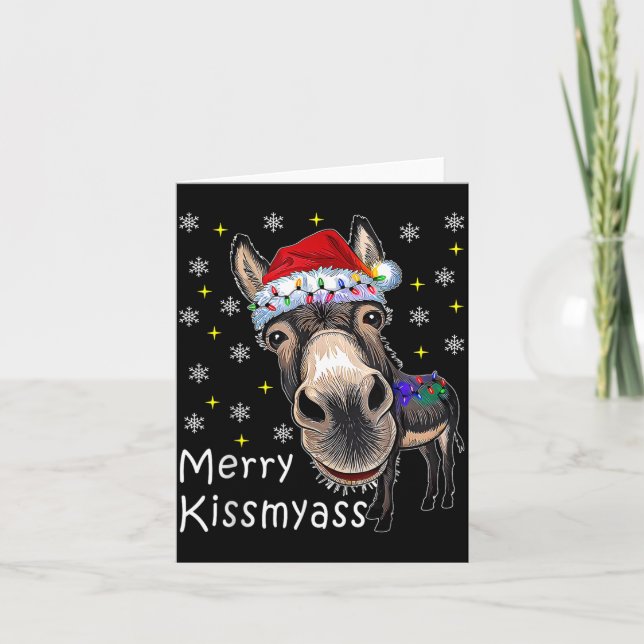 Carte Retro Merry Christmas Light Merry Kissmy Funny  (Devant)