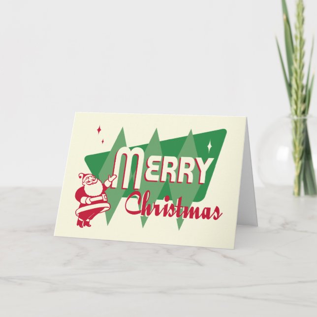 Carte Retro Merry Christmas Père Noël (Devant)