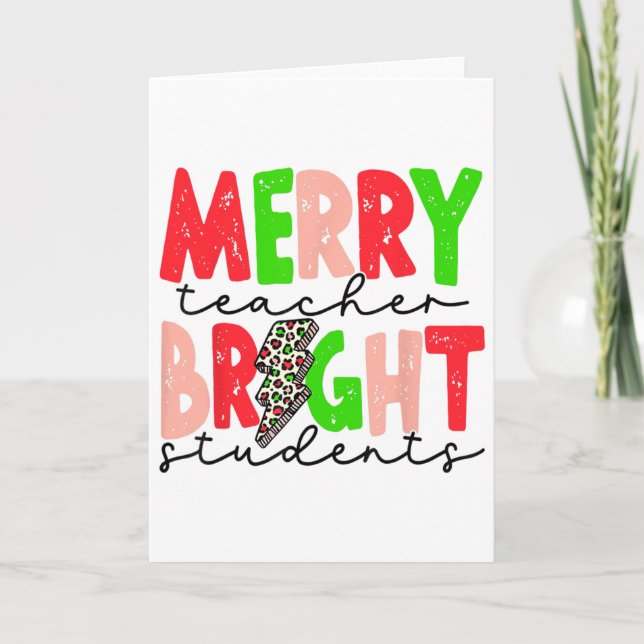 Carte Retro Merry Teacher Bright Students Fun Christmas  (Devant)