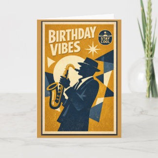 Carte Retro Modern Jazz Saxophone Birthday Card for men 