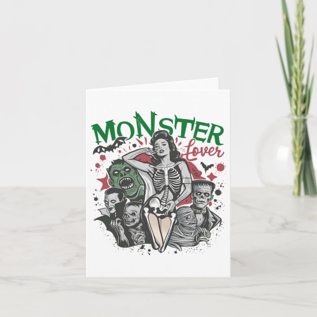 Carte Retro Monster Lover Halloween Éffrayante saison Éf (Devant)