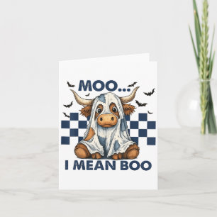 Carte Retro Moo I signifie Boo Blue Denim Funny Hallowee
