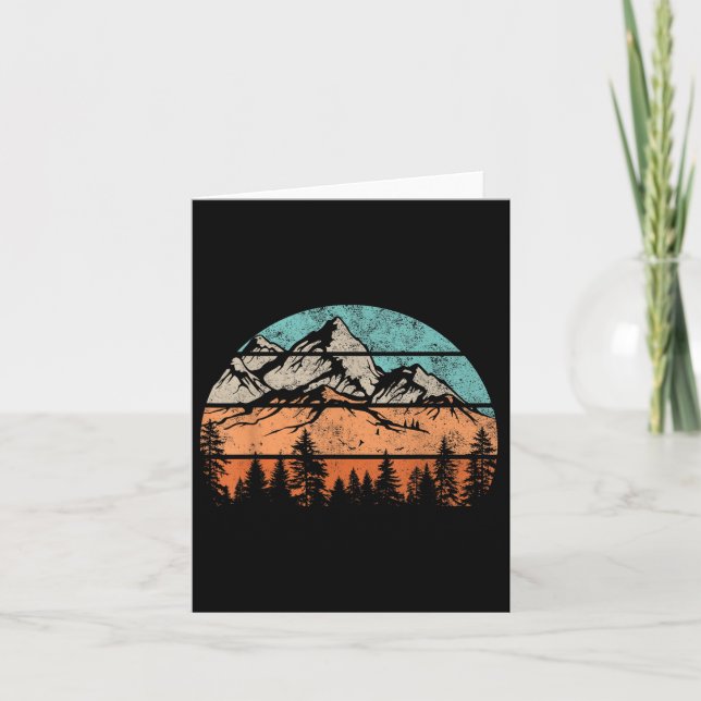 Carte Retro Mountain Forest Sunset Randonnée Camping Nat (Devant)