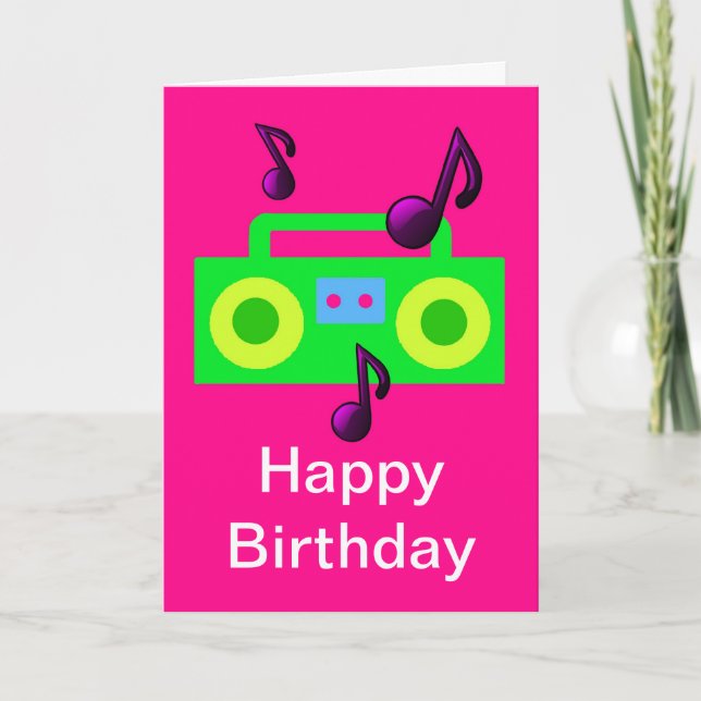Carte rétro musique de boombox de joyeux anniversaire de (Devant)
