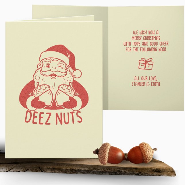 Carte Retro Naughty Père Noël Deez Nuts Drôle Noël (Créateur téléchargé)