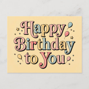 Carte Rétro Pastel Joyeux Anniversaire à Toi