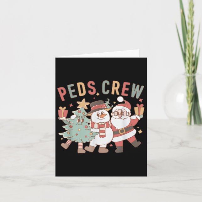 Carte Retro Peds Crew Christmas Pediatric Nurse Nursing  (Devant)