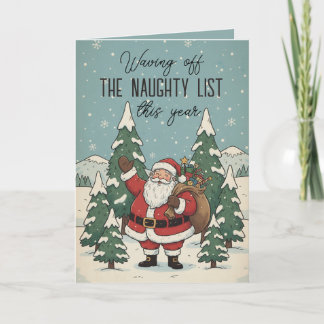 Carte Retro Père Noël Annonce De La Mauvaise Liste Noël