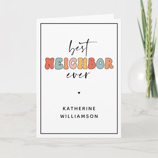 Carte Retro personnalisé Meilleur Voisin Incroyable Mign (Devant)