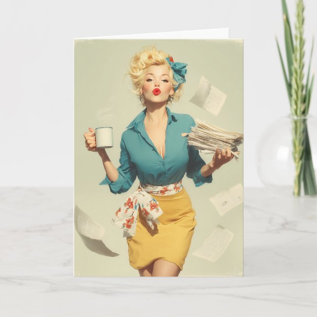 Carte Retro Pin-Up Office Chic (Devant)