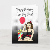 Carte Joyeux Anniversaire Pour Lui Sexy Pinup Retro Lady Zazzle Fr