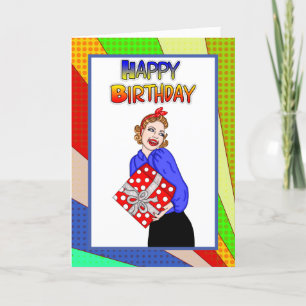 Carte Retro Pop Art style Anniversaire