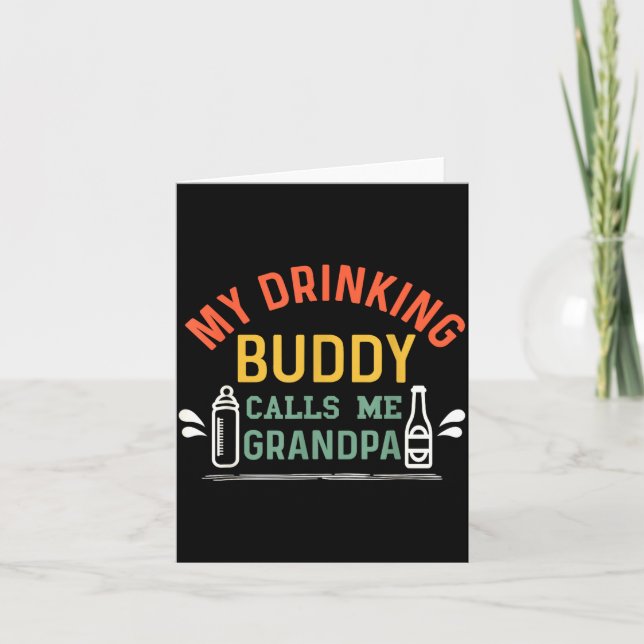 Carte Retro Pregnancy Announcement Grandpa My Drinking B (Devant)