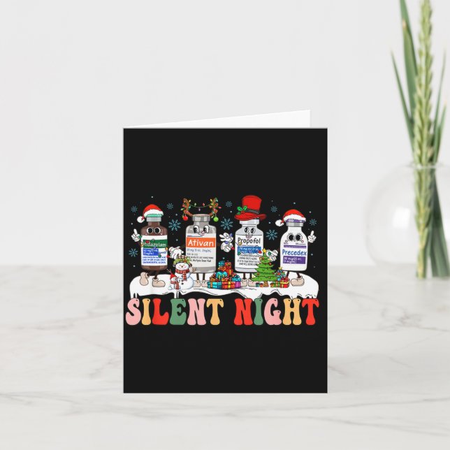 Carte Retro Profol Silent Night Icu Nurses Funny Merry C (Devant)