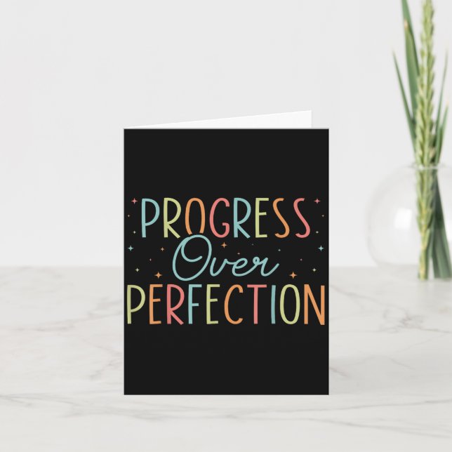 Carte Retro Progress Over Perfection Motivational Quote  (Devant)