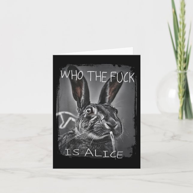 Carte Rétro Qui F_ck Est Alice Funny Rabbit (Devant)