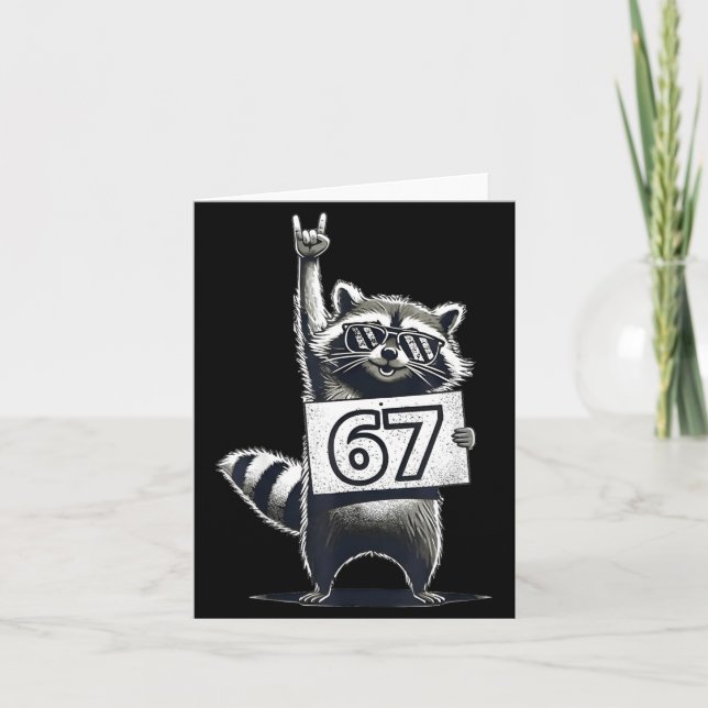 Carte Retro Raccoon 67 Shirts Rock Music Men Kids Women  (Devant)