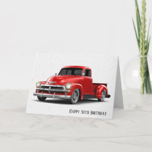 Carte Retro Red Truck 50th Birthday Card