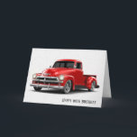 Carte Retro Red Truck 80th Birthday Card<br><div class="desc">Vieux camionnette rouge sur arrière - plan moucheté pour 80e anniversaire</div>