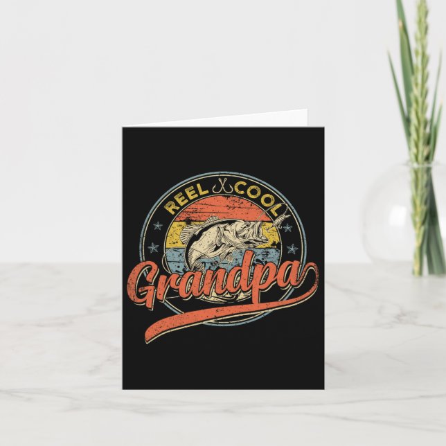 Carte Retro Reel Cool Grandpa Fête des pères de pêche (Devant)