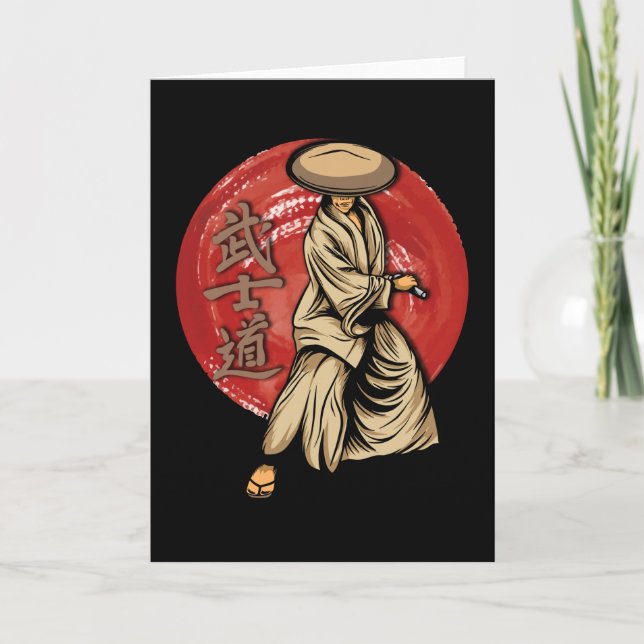 Carte Retro Samurai Warrior with Katana - Japanese (Devant)