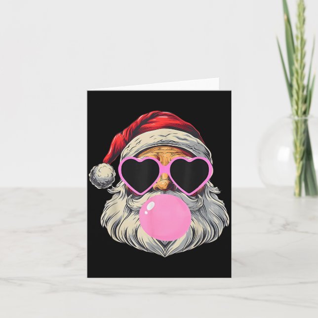 Carte Retro Santa With Heart Gles Bubblegum Christmas Gi (Devant)