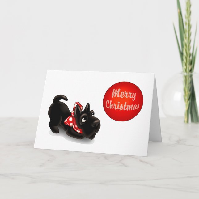 Carte Retro Scotty Dog Christmas Card (Devant)