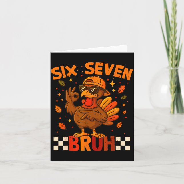 Carte Retro Six Seven Bruh 67 Fall Thanksgiving Turkey 6 (Devant)