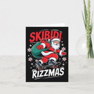 Carte Rétro Skibidi Rizzmas Drôle Père Noël Patinage B