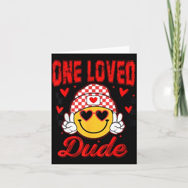 Carte Retro Smile Face One Loved Dude Valentines Day Men (Devant)