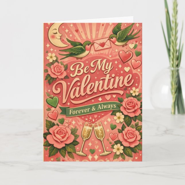 Carte Rétro sois mon Valentin personnalisé (Devant)