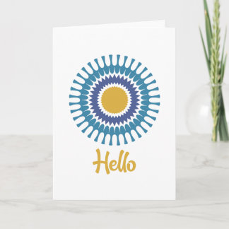 Carte Retro Sunburst Note en bleu et or