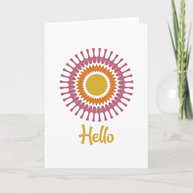 Carte Retro Sunburst Note en or et violet (Devant)