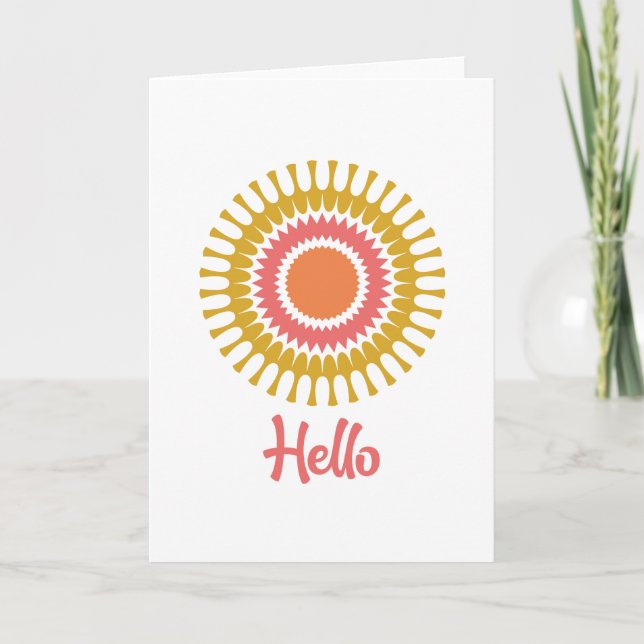 Carte Retro Sunburst Note en rouge, orange et or (Devant)