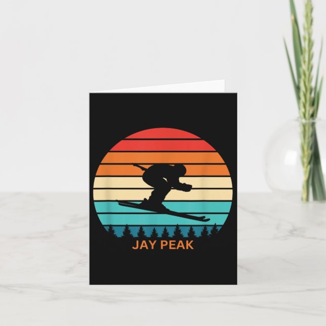 Carte Retro Sunset Jay Peak Vermont Skieur (Devant)