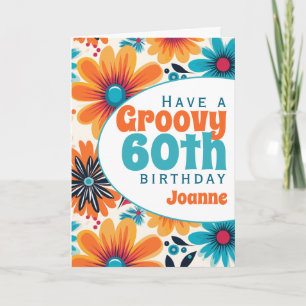 Carte Retro Super 60e anniversaire Flower Power