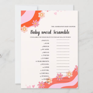 Carte Retro Super Baby scramble mot Baby shower jeu