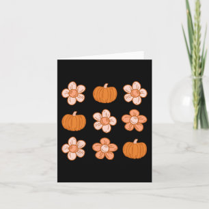 Carte Retro Super Halloween Automne Hippie Citrouille Fl