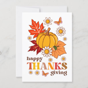 Carte Rétro Super Hippie Daisy Citrouille Thanksgiving