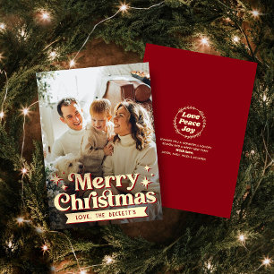 Carte Retro Super Joyeux Noël Photo Holiday
