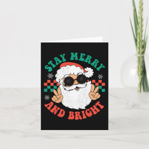 Carte Retro Super Noël Joyeux Restez lumineux Hippie Sa