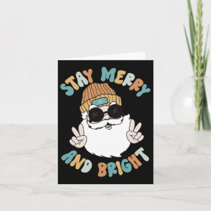 Carte Retro Super Noël Joyeux Restez lumineux Père Noël