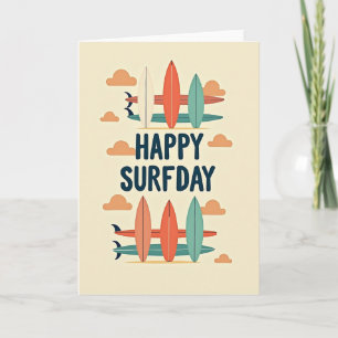 Carte Rétro Surf Anniversaire Douce