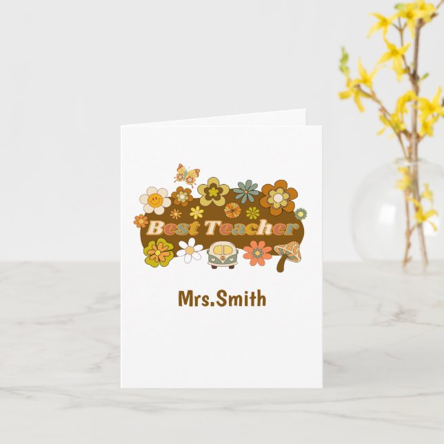 Carte Retro Teacher Card (Fleur jaune)