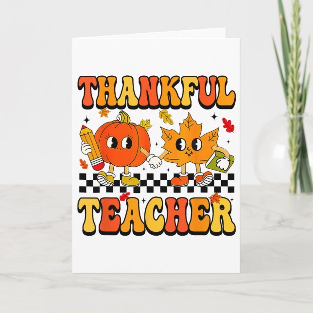 Carte Retro Thankful Enseignant Super Thanksgiving Fall  (Devant)
