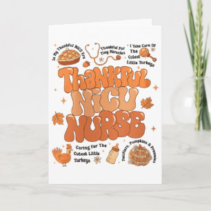Carte Rétro Thanksgiving Nicu Nurse Automne Thankful Nic