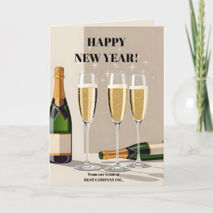 Carte Retro Toast de Champagne voeux de Nouvel An