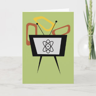 Carte Retro TV Blank Folded Greeting Card