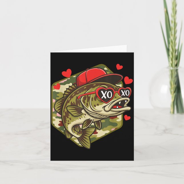 Carte Retro Valentine B Fishing Camo Fisherman Valentine (Devant)